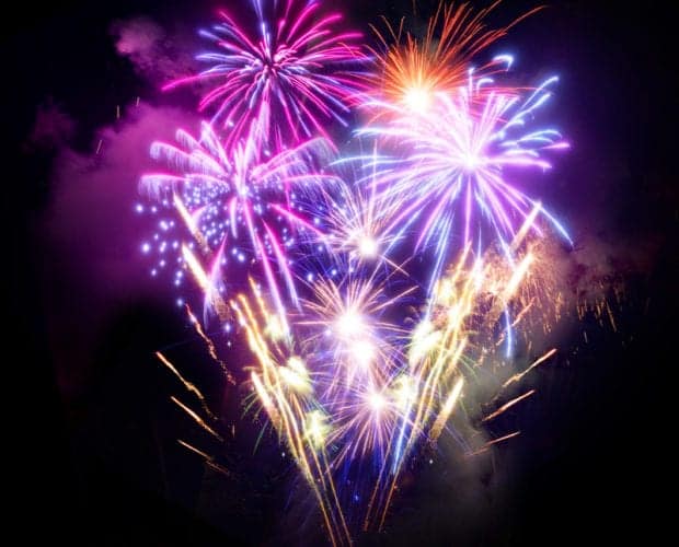 Purple and orange fireworks