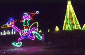 Whimsical light display at Shadrack's Christmas Wonderland.