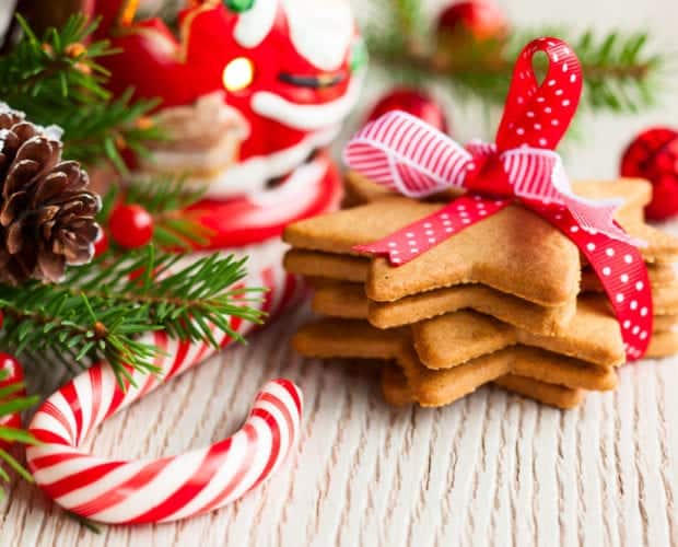 Christmas cookies with festive decorations