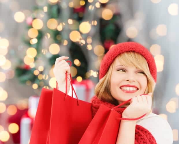 Young woman Christmas shopping