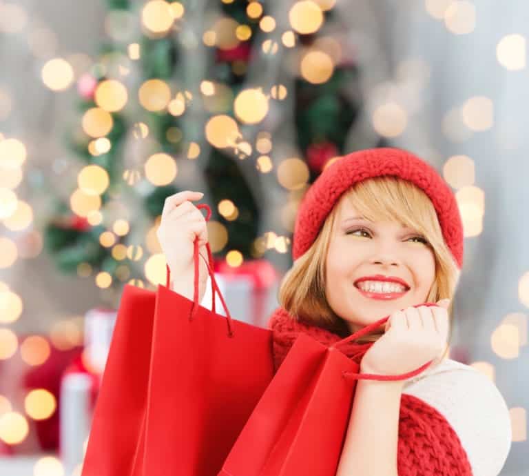 Young woman Christmas shopping