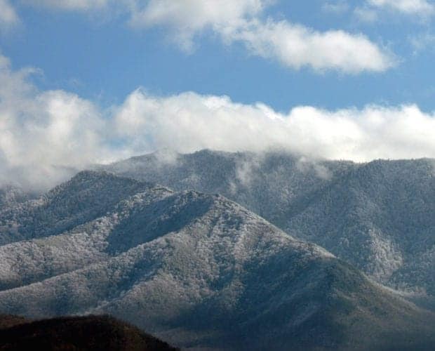 Winter in the mountains near our Pigeon Forge TN hotel.