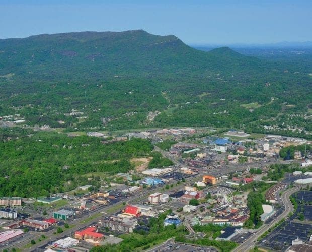 The mountains and the Parkway in Pigeon Forge.