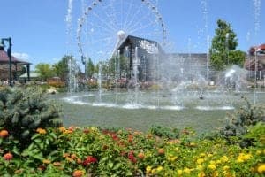fountains and flowers at the Island in Pigeon Forge