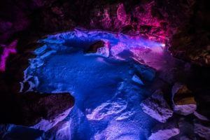 A-cave-bathed-in-purple-light